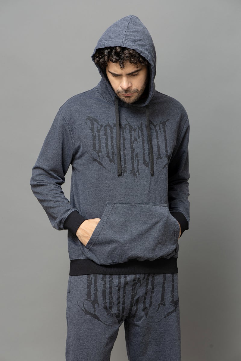 Go Devil Printed Dark Grey Hoodie For Men - Image 1